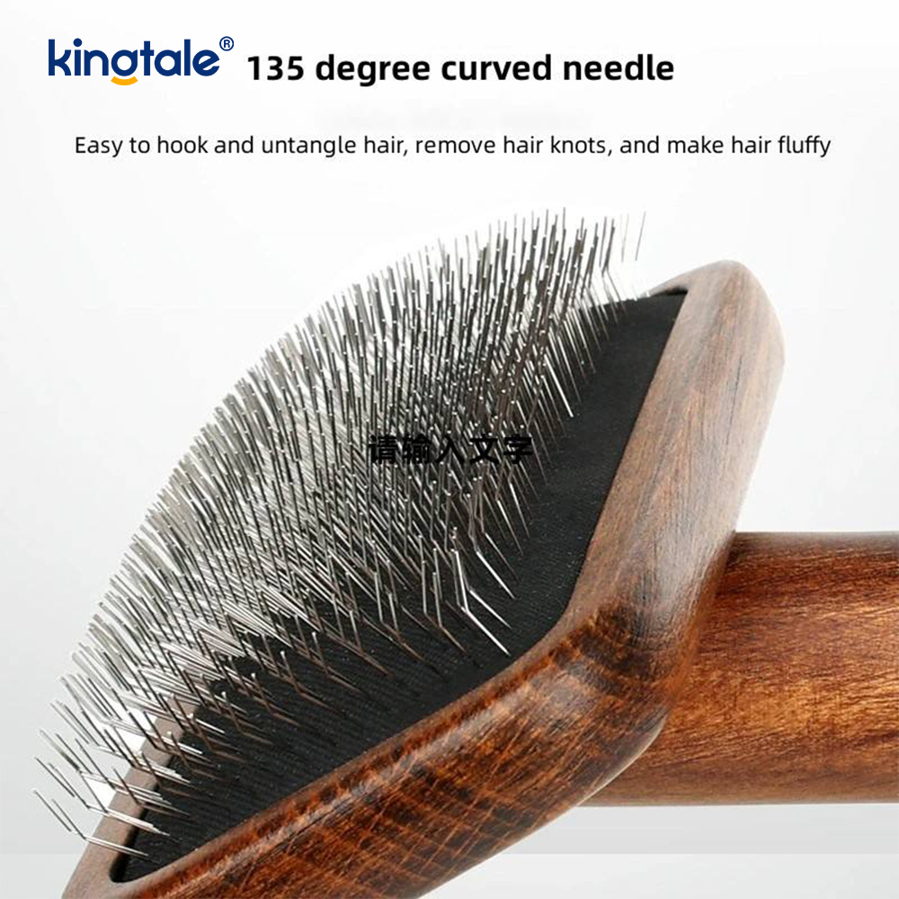 Peine para mascotas molido con cuerpo de madera de haya y pasadores de acero inoxidable