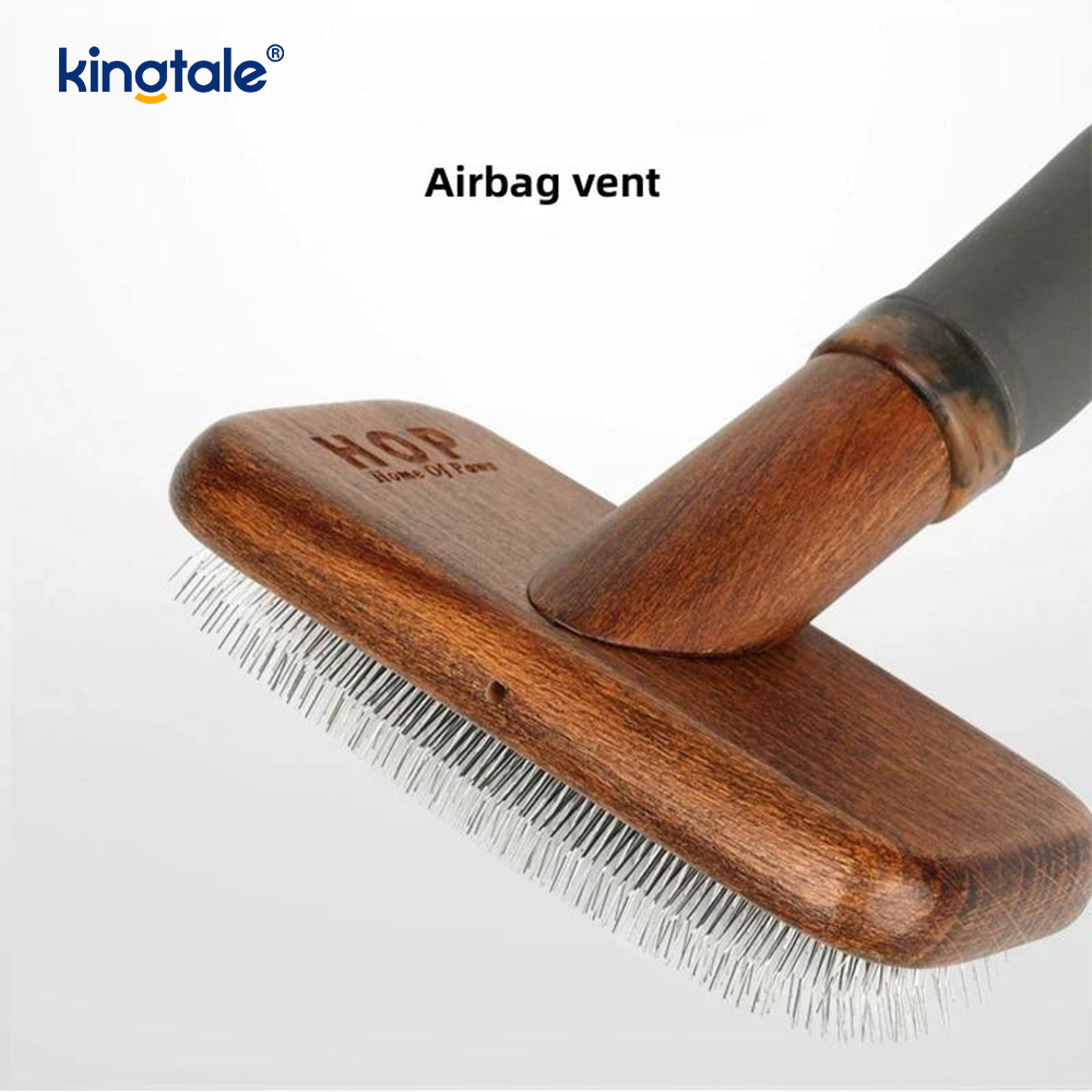 Peine para mascotas molido con cuerpo de madera de haya y pasadores de acero inoxidable