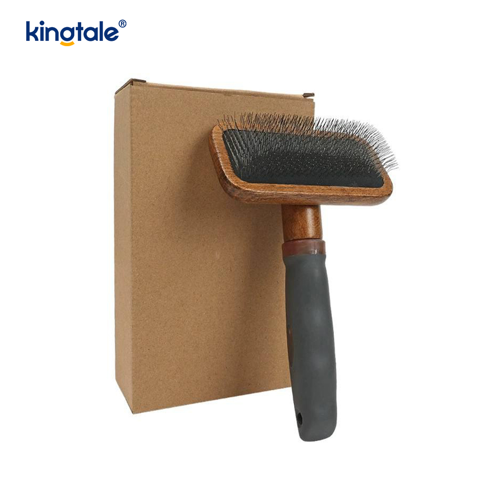 Peine para mascotas molido con cuerpo de madera de haya y pasadores de acero inoxidable