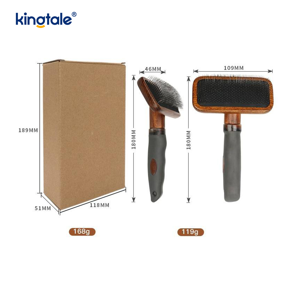 Peine para mascotas molido con cuerpo de madera de haya y pasadores de acero inoxidable