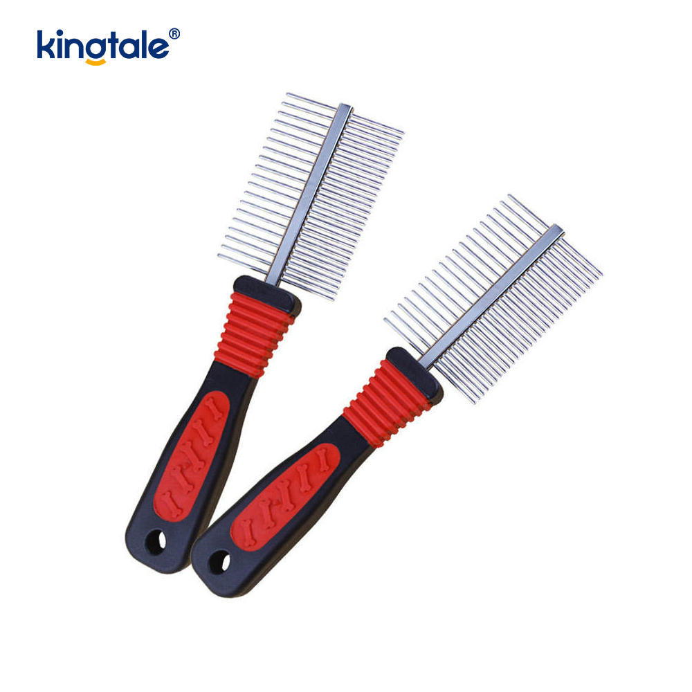 Peine de doble cara para perros, peine para garrapatas y pulgas, cepillo de preparación para perros de razas pequeñas y cachorros