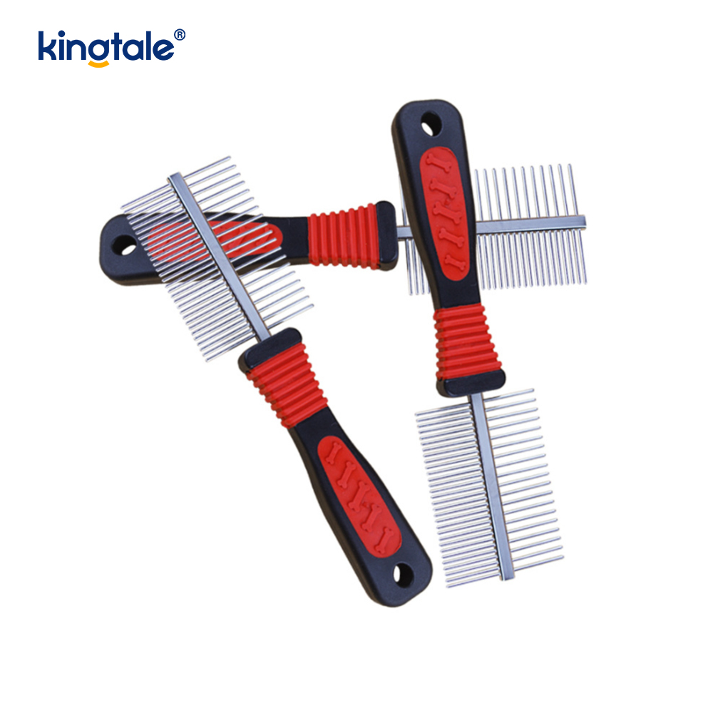 Peine de doble cara para perros, peine para garrapatas y pulgas, cepillo de preparación para perros de razas pequeñas y cachorros