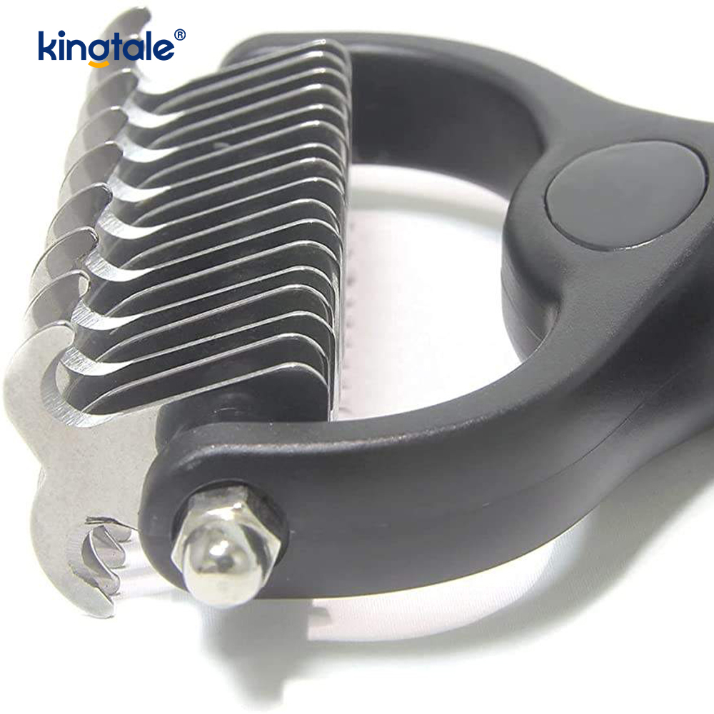 Rastrillo de aseo para mascotas, herramienta de depilación de doble cara, rastrillo de capa inferior para perros y gatos