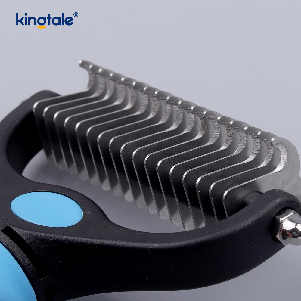 Rastrillo de aseo para mascotas, herramienta de depilación de doble cara, rastrillo de capa inferior para perros y gatos