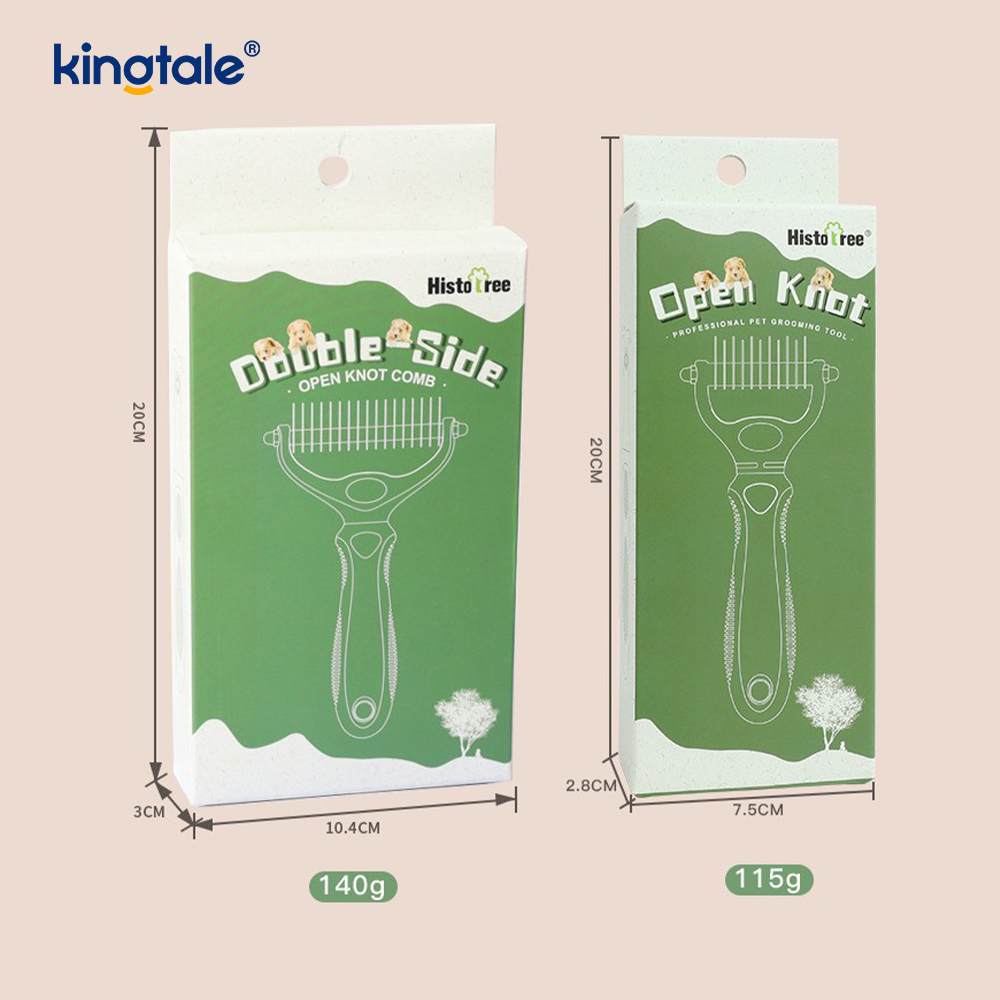 Rastrillo de aseo para mascotas, herramienta de depilación de doble cara, rastrillo de capa inferior para perros y gatos