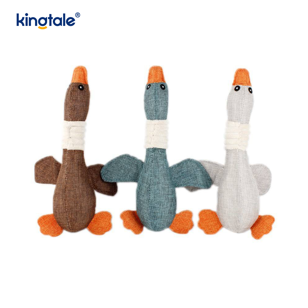 Juguete chirriante de felpa para mascotas, ganso resistente a las mordeduras para limpiar los dientes