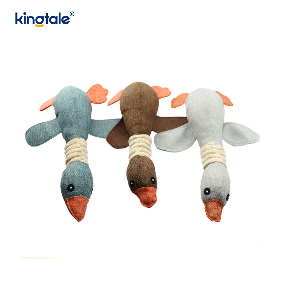 Juguete chirriante de felpa para mascotas, ganso resistente a las mordeduras para limpiar los dientes