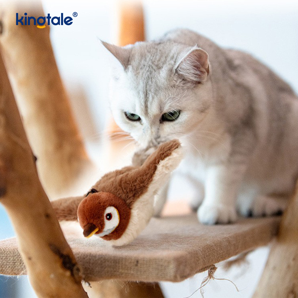 Juguete de peluche para mascotas gorrión simulado para todas las razas gato pateador hierba gatera juguetes gorrión