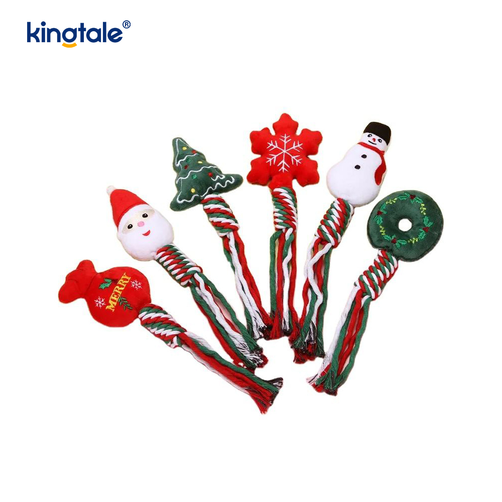 Juguete masticable para cachorros de juguetes de peluche con cuerda navideña para mascotas para la dentición