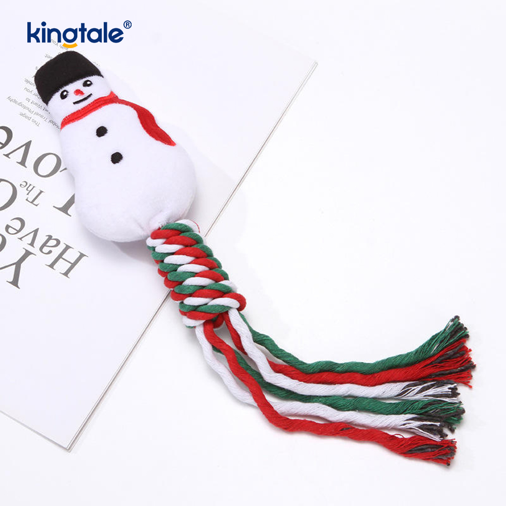 Juguete masticable para cachorros de juguetes de peluche con cuerda navideña para mascotas para la dentición