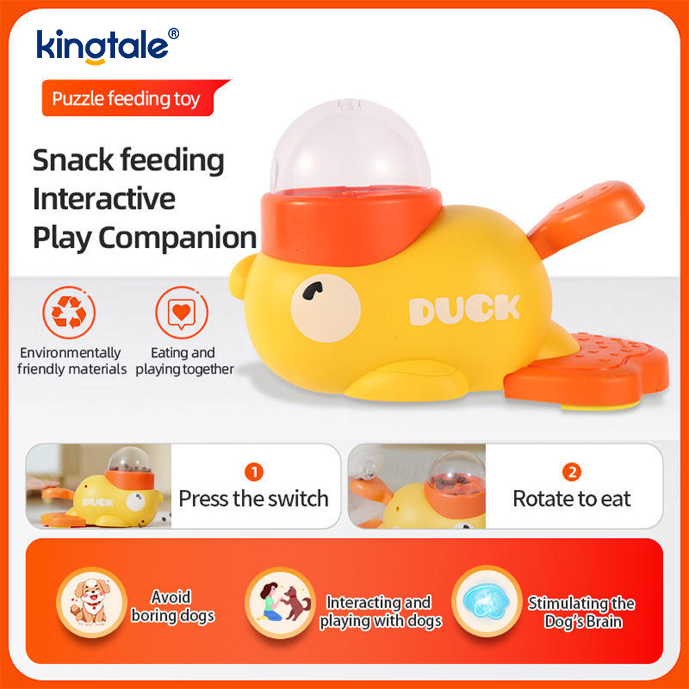 Alimentador interactivo para mascotas, pequeño pato amarillo, juguetes para perros, rompecabezas de comida, alimentador lento