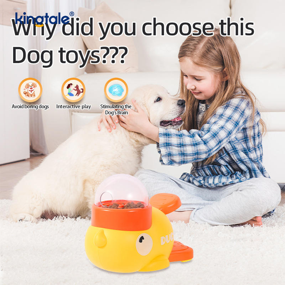 Alimentador interactivo para mascotas, pequeño pato amarillo, juguetes para perros, rompecabezas de comida, alimentador lento