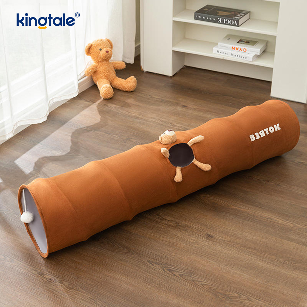 Juguete plegable para gatos, túnel recto para gatos de dibujos animados, juguete interactivo para gatos, regalo para gatos