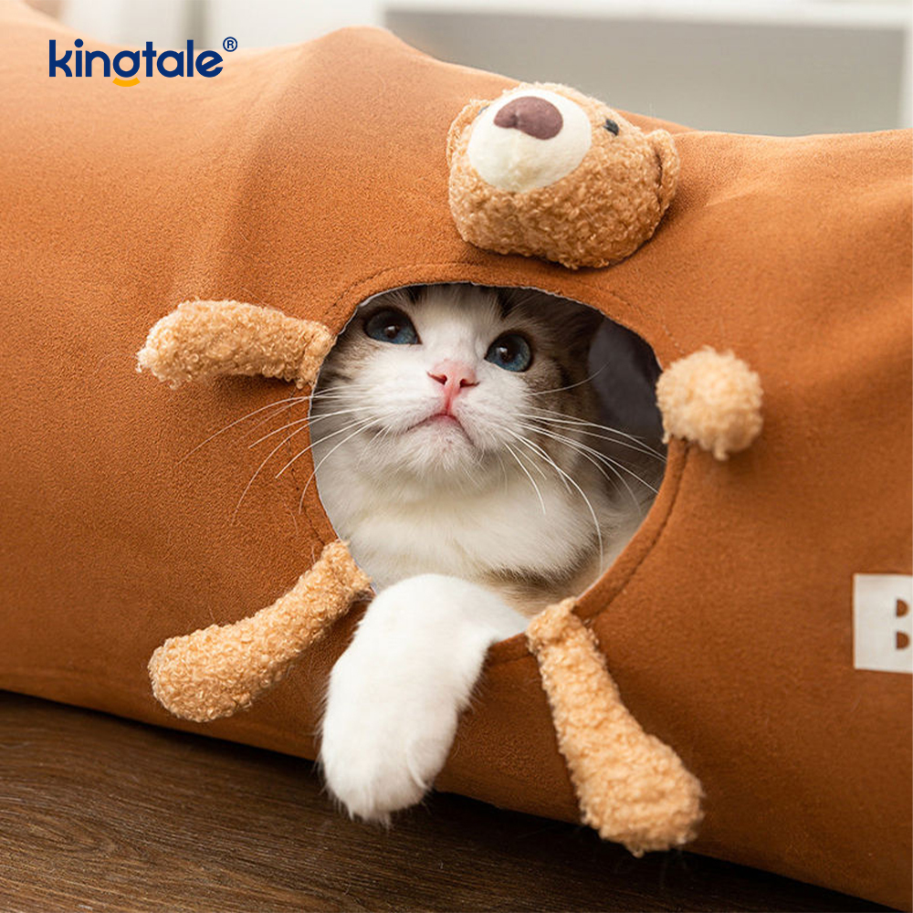 Juguete plegable para gatos, túnel recto para gatos de dibujos animados, juguete interactivo para gatos, regalo para gatos