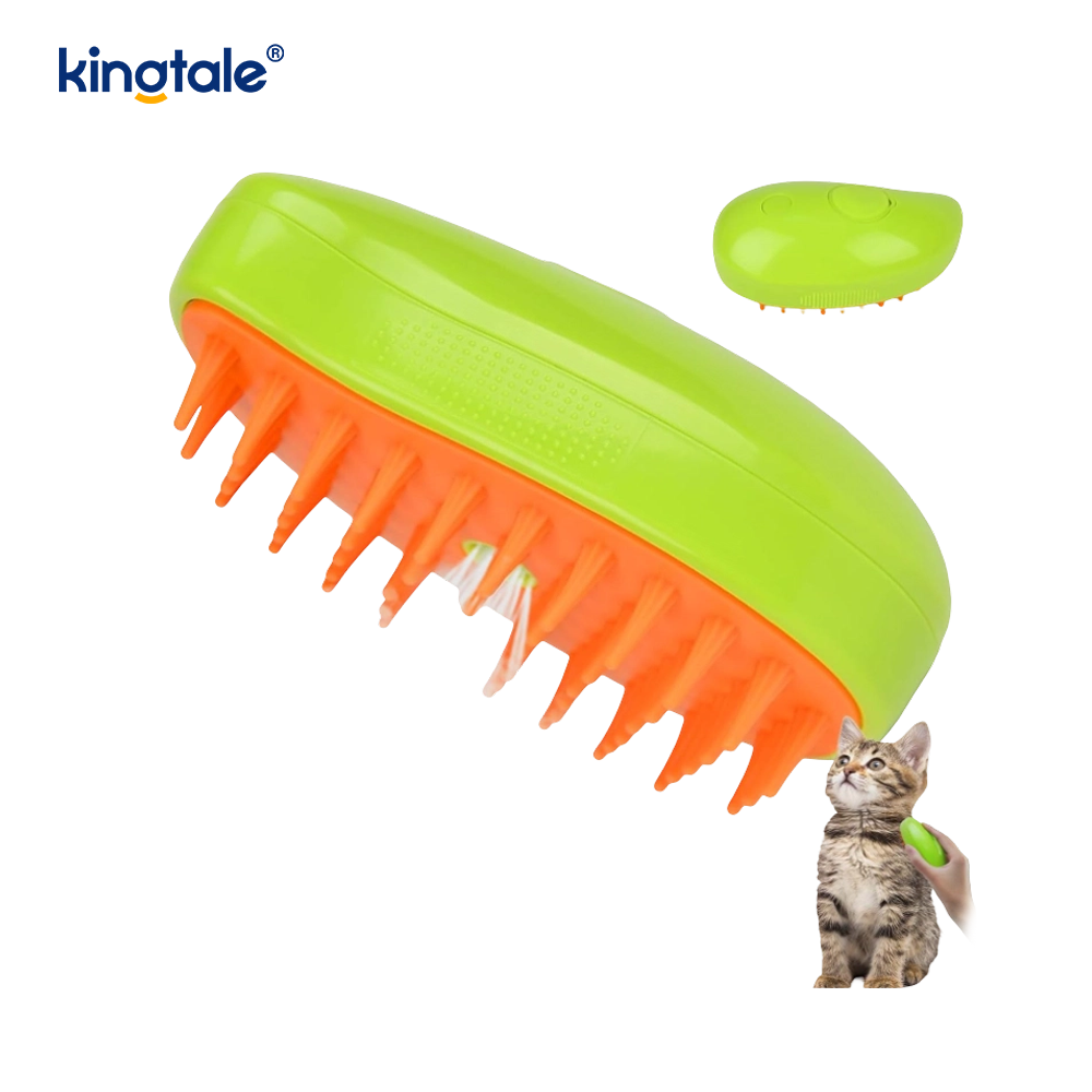 Cepillo de vapor para gatos 3 en 1, cepillo humeante para mascotas, masaje de silicona, peine removedor de pelo para perros
