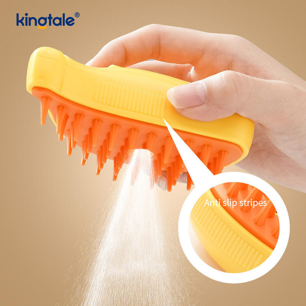 Cepillo de vapor para gatos 3 en 1, cepillo humeante para mascotas, masaje de silicona, peine removedor de pelo para perros