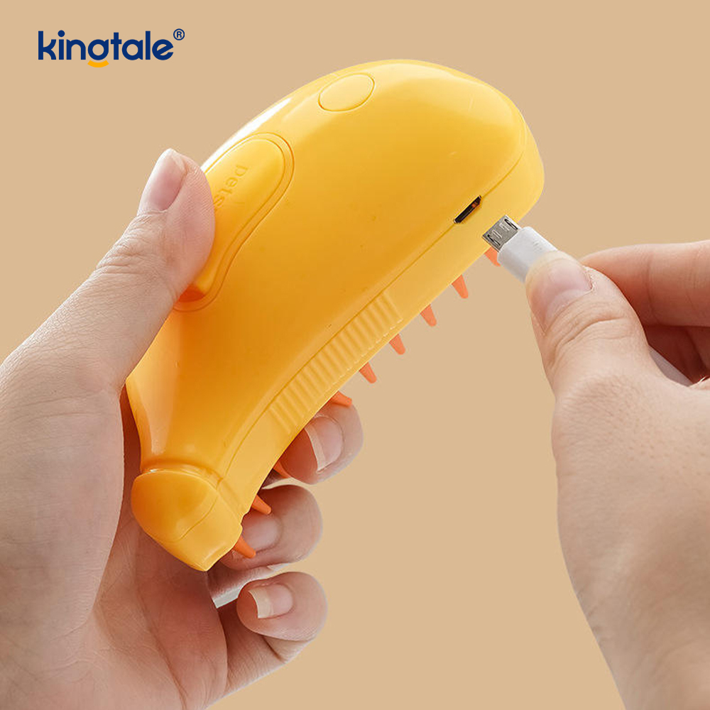 Cepillo de vapor para gatos 3 en 1, cepillo humeante para mascotas, masaje de silicona, peine removedor de pelo para perros