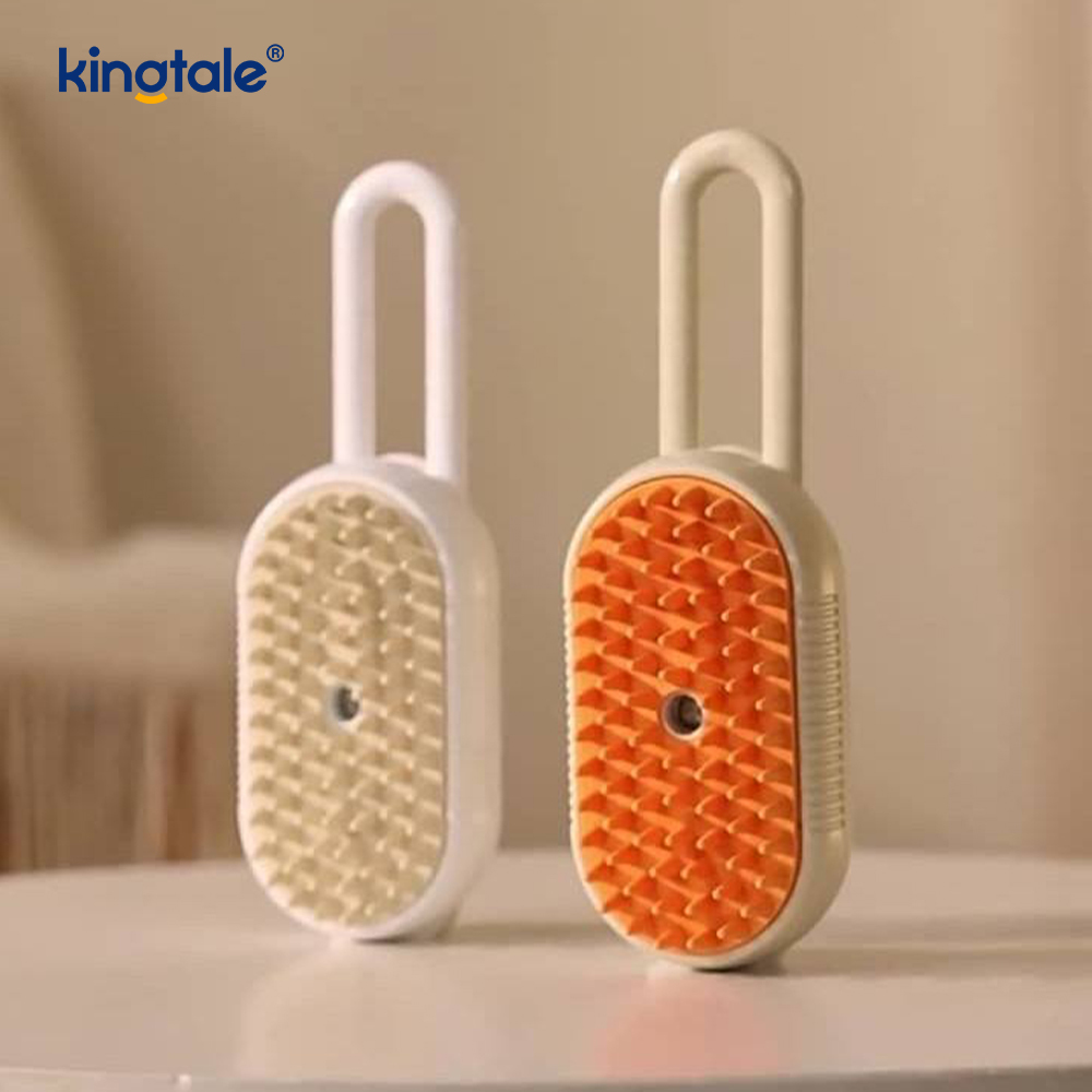 Cepillo de vapor para gatos 3 en 1, cepillo humeante para mascotas, masaje de silicona, peine removedor de pelo para perros