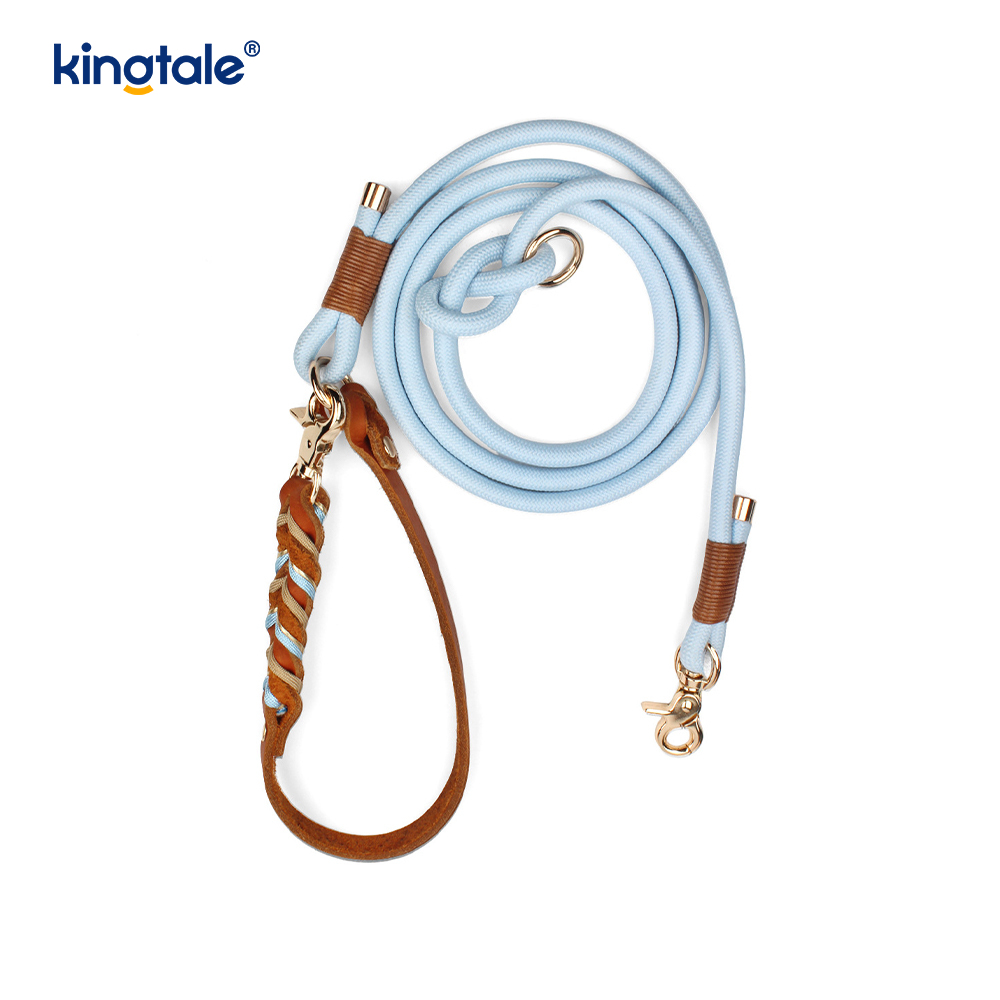 Collares y correas para mascotas de cuero genuino Juego de collar y correa de cuerda para perros