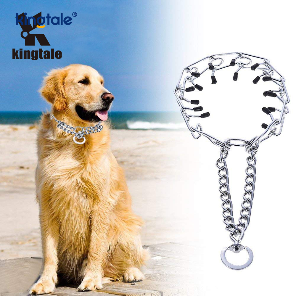 Collar de entrenamiento para perros con punta metálica de acero al carbono, collares de estrangulamiento para mascotas