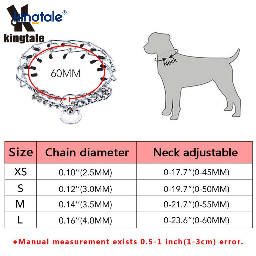 Collar de entrenamiento para perros con punta metálica de acero al carbono, collares de estrangulamiento para mascotas