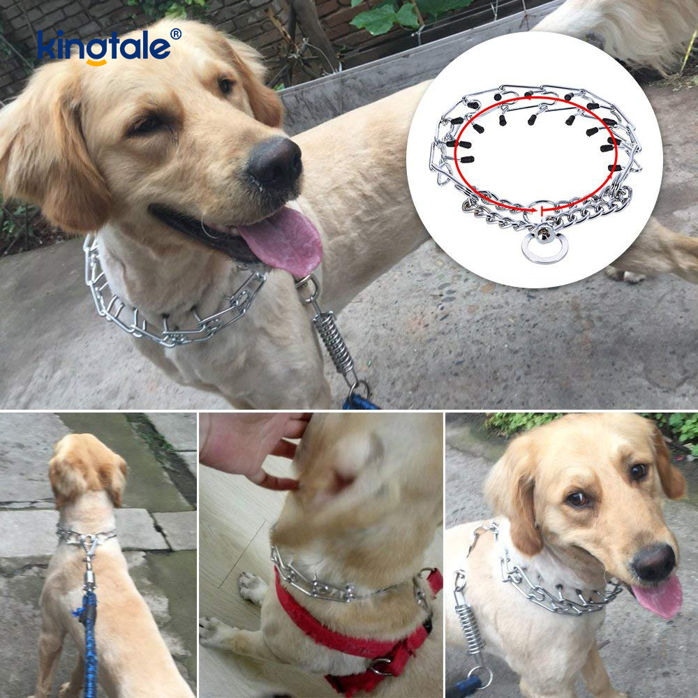 Collar de entrenamiento para perros con punta metálica de acero al carbono, collares de estrangulamiento para mascotas