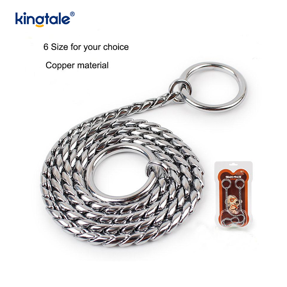 Collar de cadena de perro de serpiente de metal de cobre puro para perros pequeños y medianos