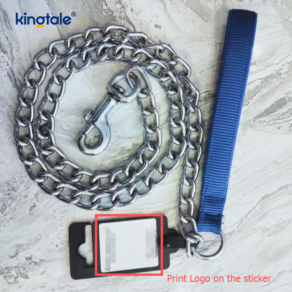 Plomo de cadena resistente de metal personalizado para perros con mango de espuma para perros