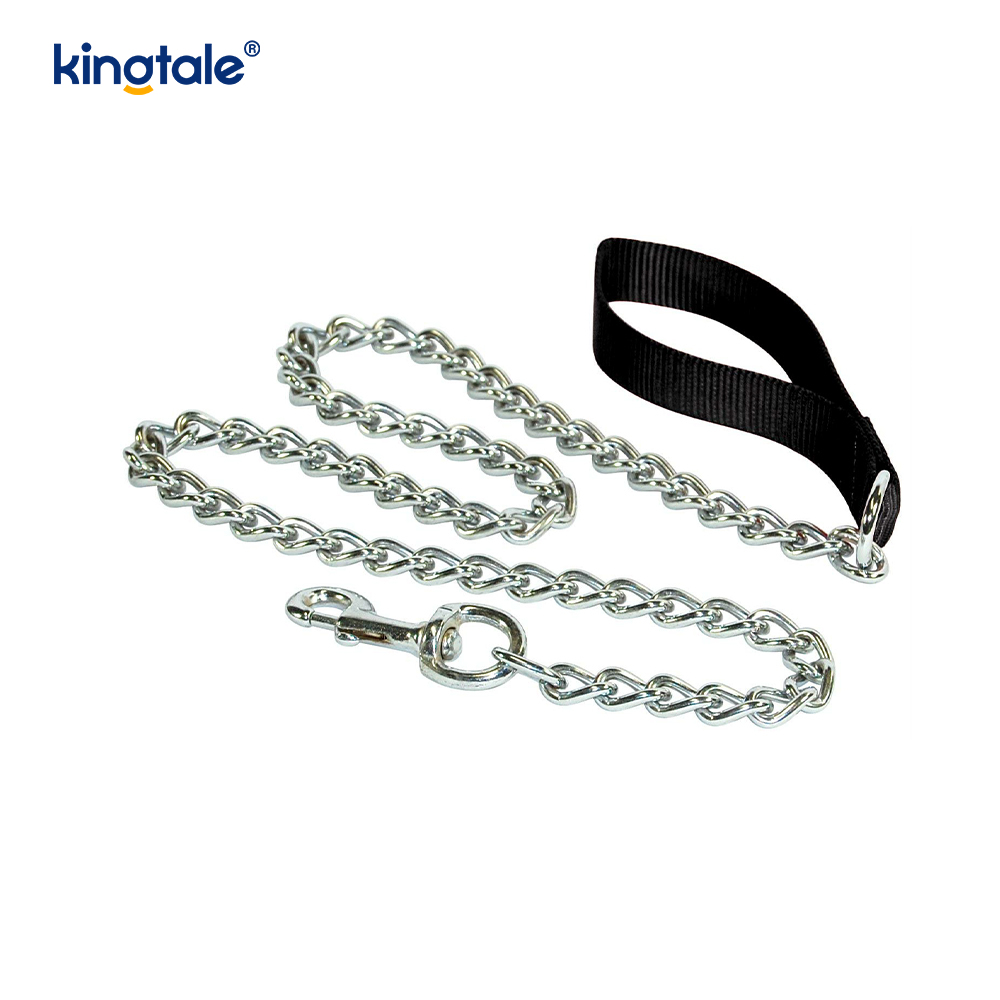 Plomo de cadena resistente de metal personalizado para perros con mango de espuma para perros