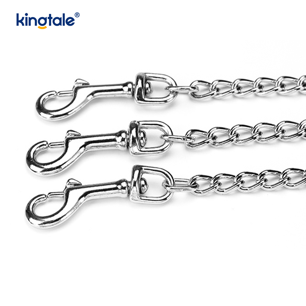 Plomo de cadena resistente de metal personalizado para perros con mango de espuma para perros