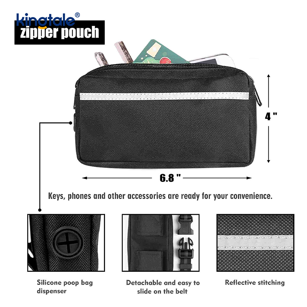 Correa corriente doble elástica reflexiva del animal doméstico con la bolsa de la cremallera