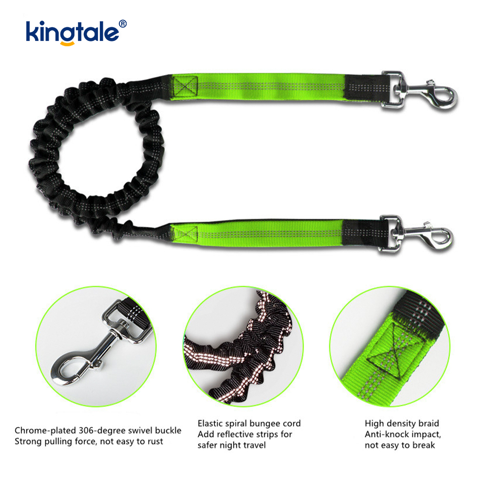 Correa corriente doble elástica reflexiva del animal doméstico con la bolsa de la cremallera