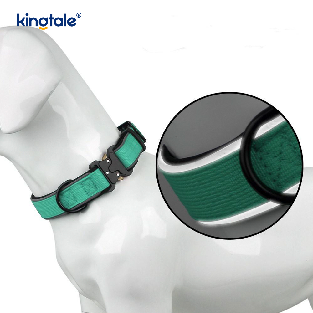 Hebilla táctica reflectante ajustable pesada para collar de perro para perros M L