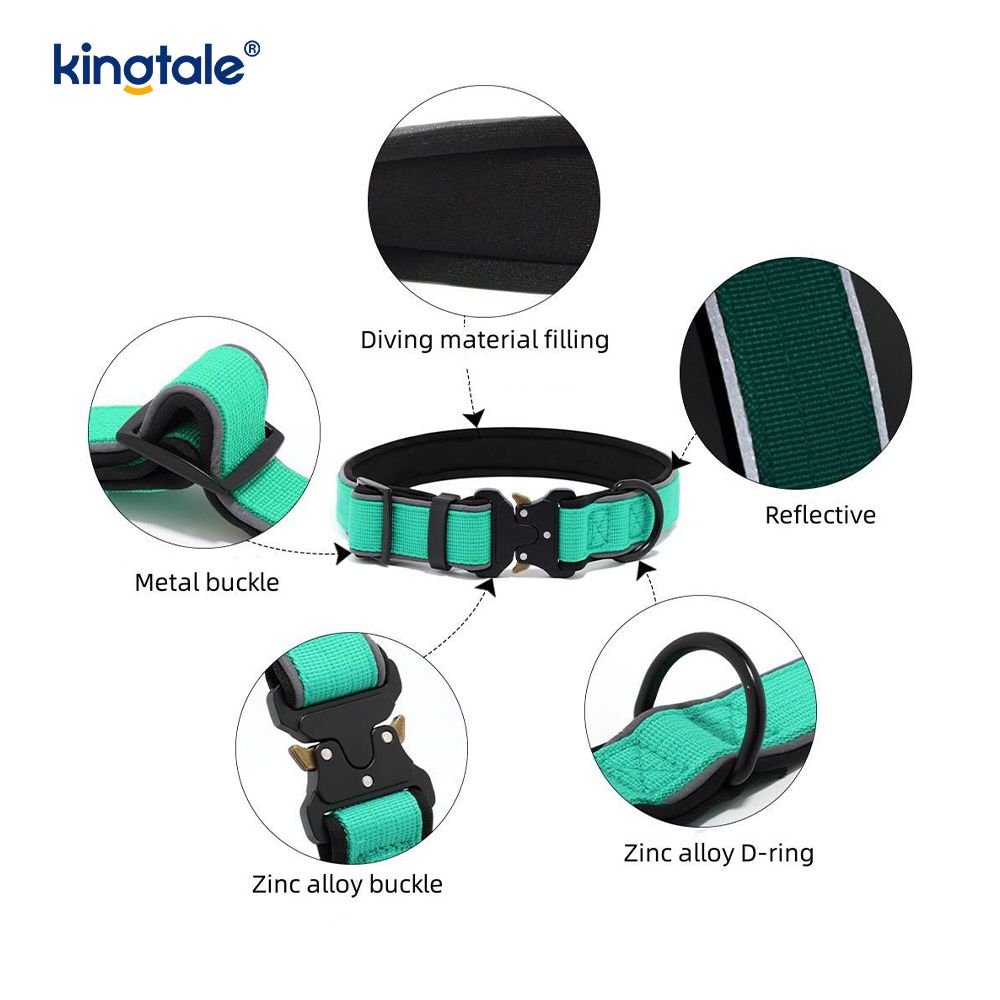 Hebilla táctica reflectante ajustable pesada para collar de perro para perros M L