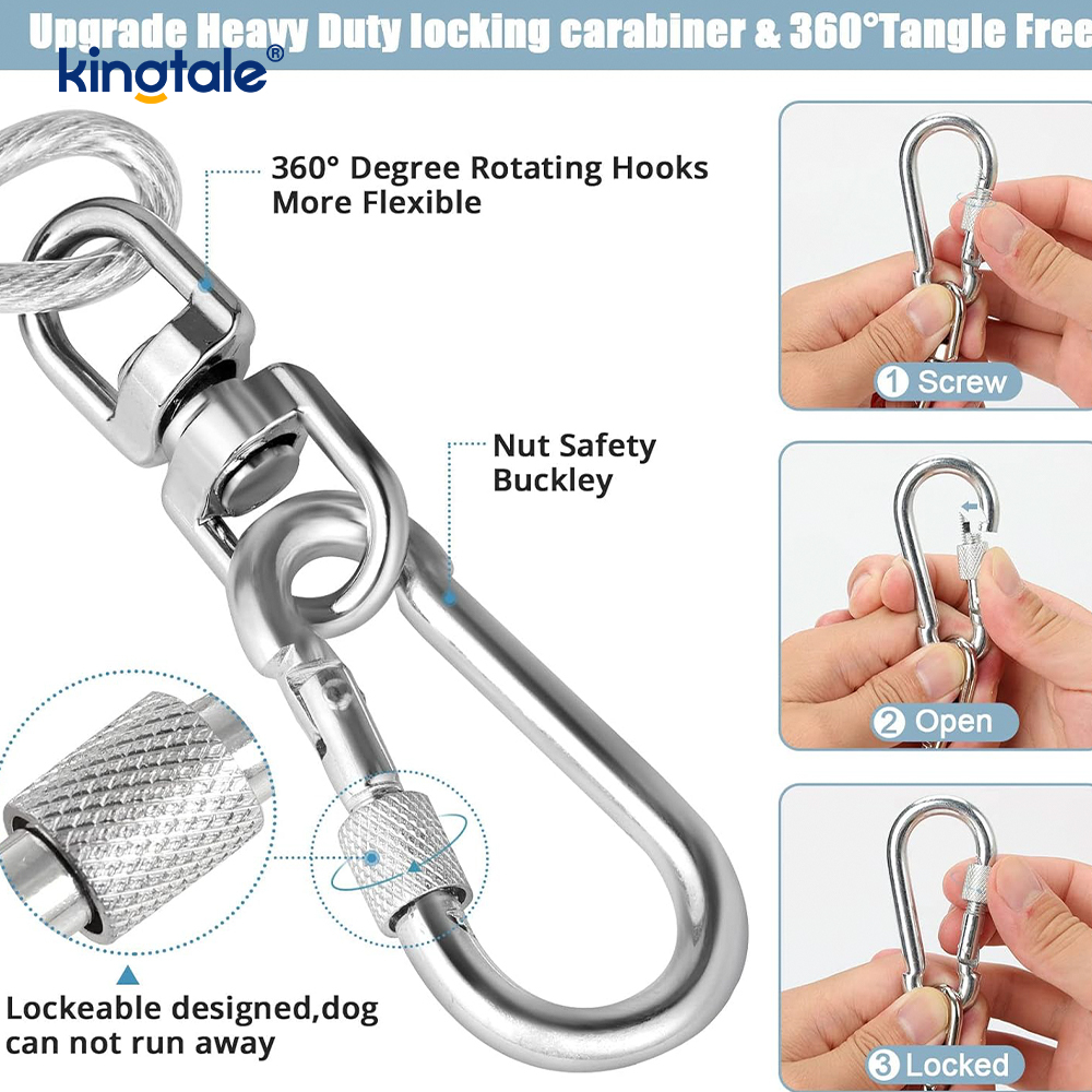 Cable cubierto de plástico reflectante para atar al perro con correa de entrenamiento para perros