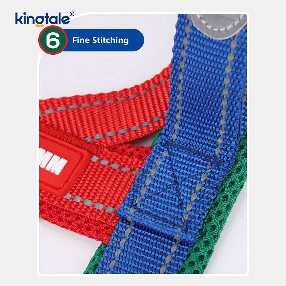 Arnés reflectante de nailon ajustable para perros, venta al por mayor personalizado, menos conjunto