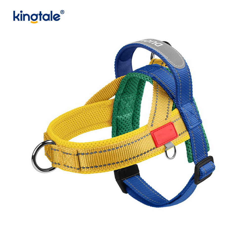 Arnés reflectante de nailon ajustable para perros, venta al por mayor personalizado, menos conjunto
