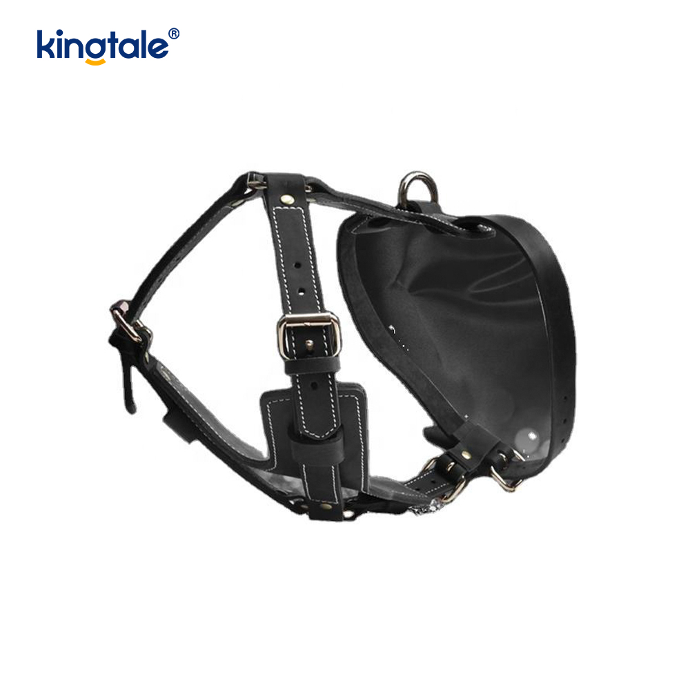 Arnés de cuero para perros ensanchado y engrosado de cuero de vaca negro