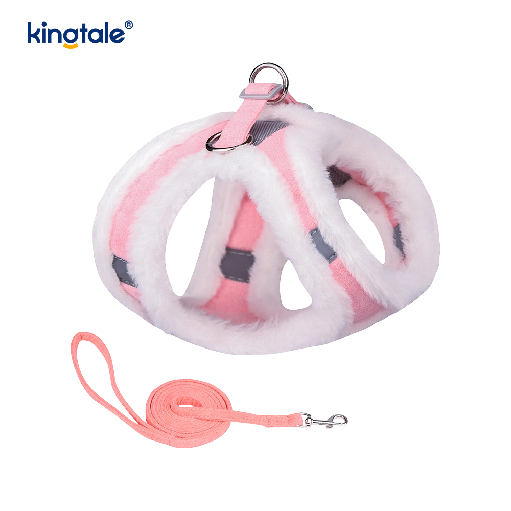 Arnés para perros de felpa, conjunto de correa, chaleco con arnés para perros que caminan en otoño