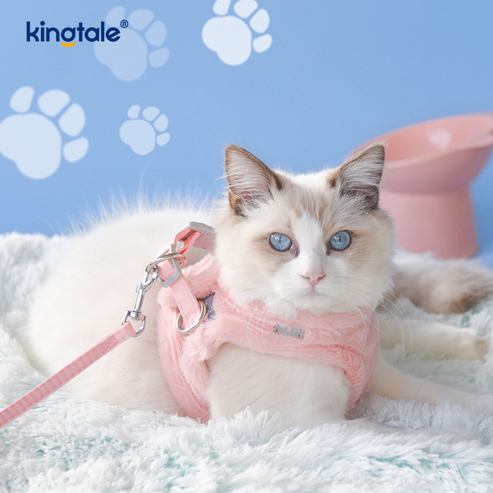 Arnés para perros de felpa, conjunto de correa, chaleco con arnés para perros que caminan en otoño