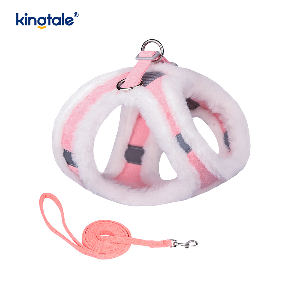 Arnés para perros de felpa, conjunto de correa, chaleco con arnés para perros que caminan en otoño