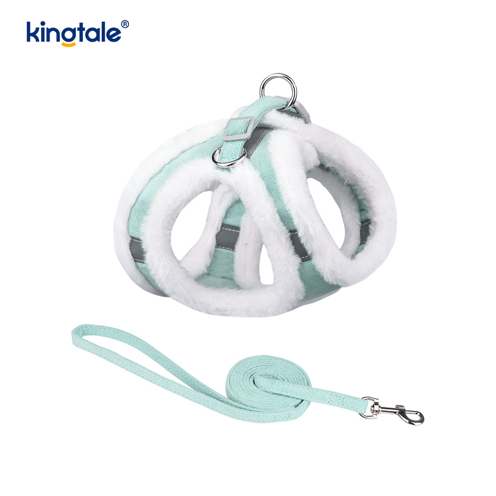 Arnés para perros de felpa, conjunto de correa, chaleco con arnés para perros que caminan en otoño