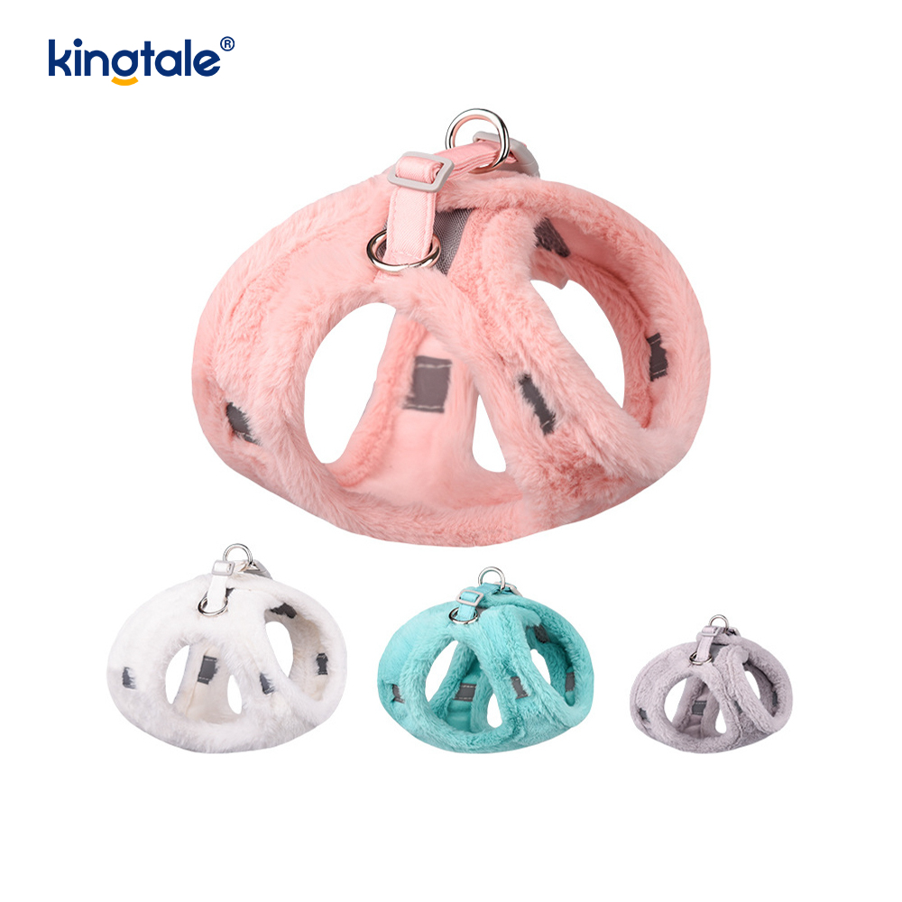 Arnés para perros de felpa, conjunto de correa, chaleco con arnés para perros que caminan en otoño