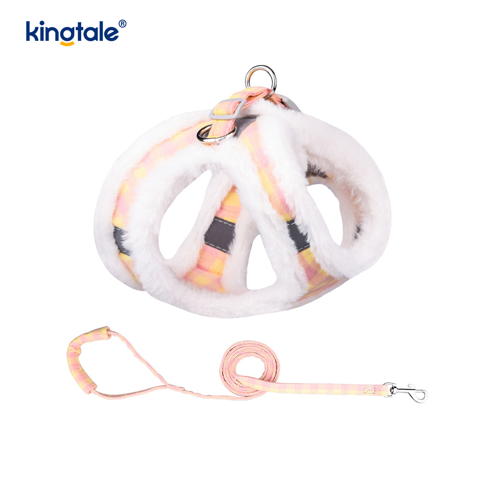 Arnés para perros de felpa, conjunto de correa, chaleco con arnés para perros que caminan en otoño