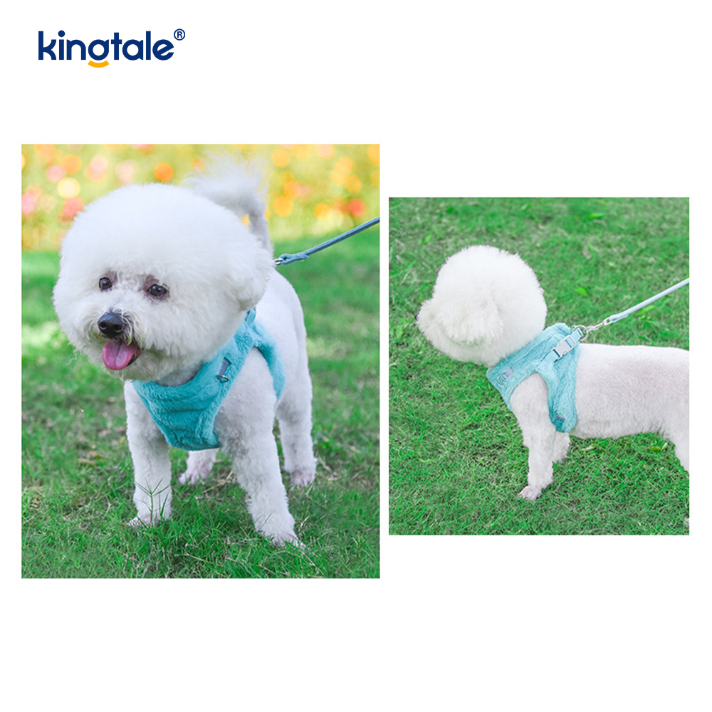 Arnés para perros de felpa, conjunto de correa, chaleco con arnés para perros que caminan en otoño