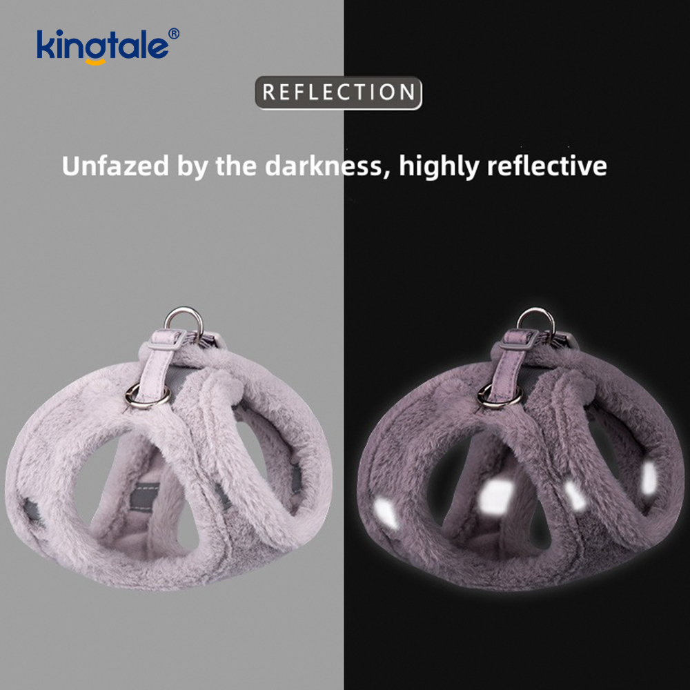 Arnés para perros de felpa, conjunto de correa, chaleco con arnés para perros que caminan en otoño