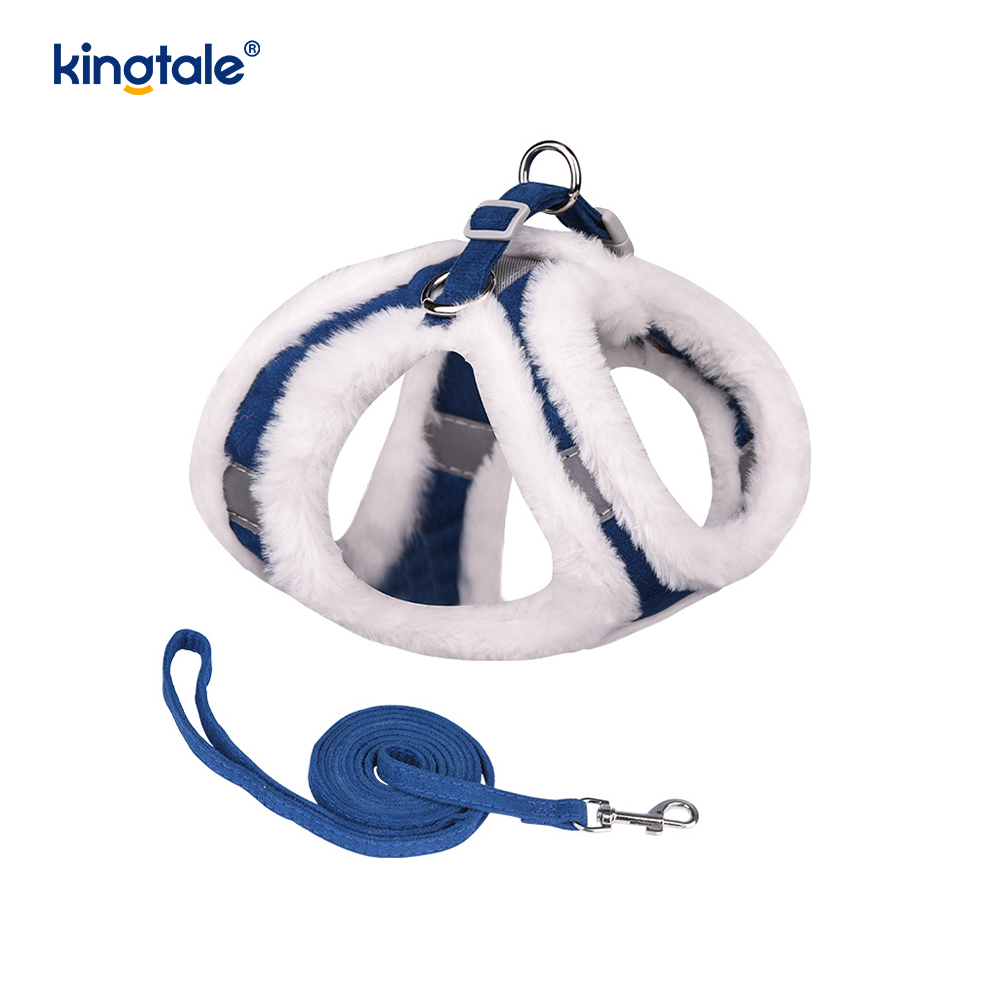 Arnés para perros de felpa, conjunto de correa, chaleco con arnés para perros que caminan en otoño