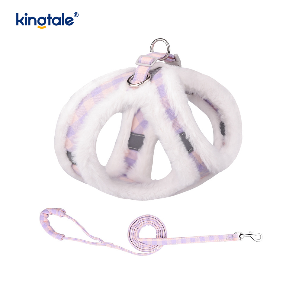 Arnés para perros de felpa, conjunto de correa, chaleco con arnés para perros que caminan en otoño