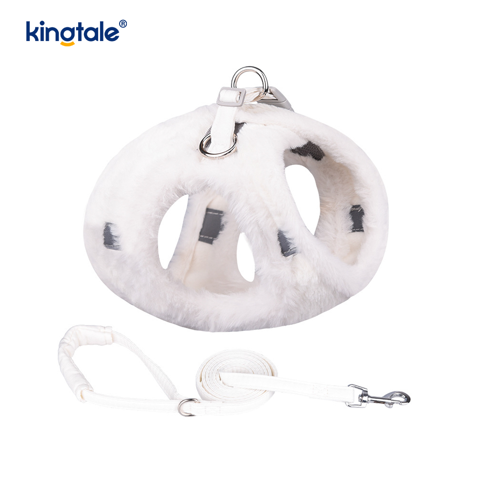 Arnés para perros de felpa, conjunto de correa, chaleco con arnés para perros que caminan en otoño