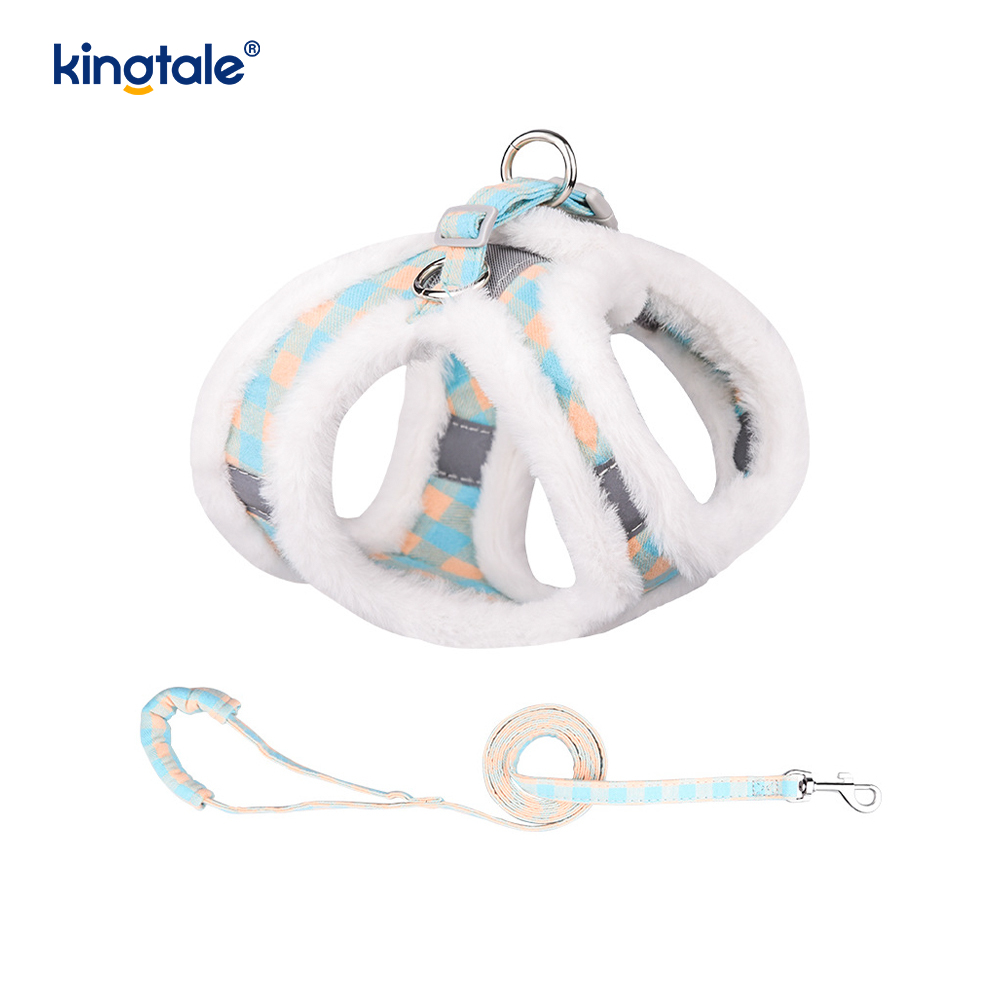 Arnés para perros de felpa, conjunto de correa, chaleco con arnés para perros que caminan en otoño